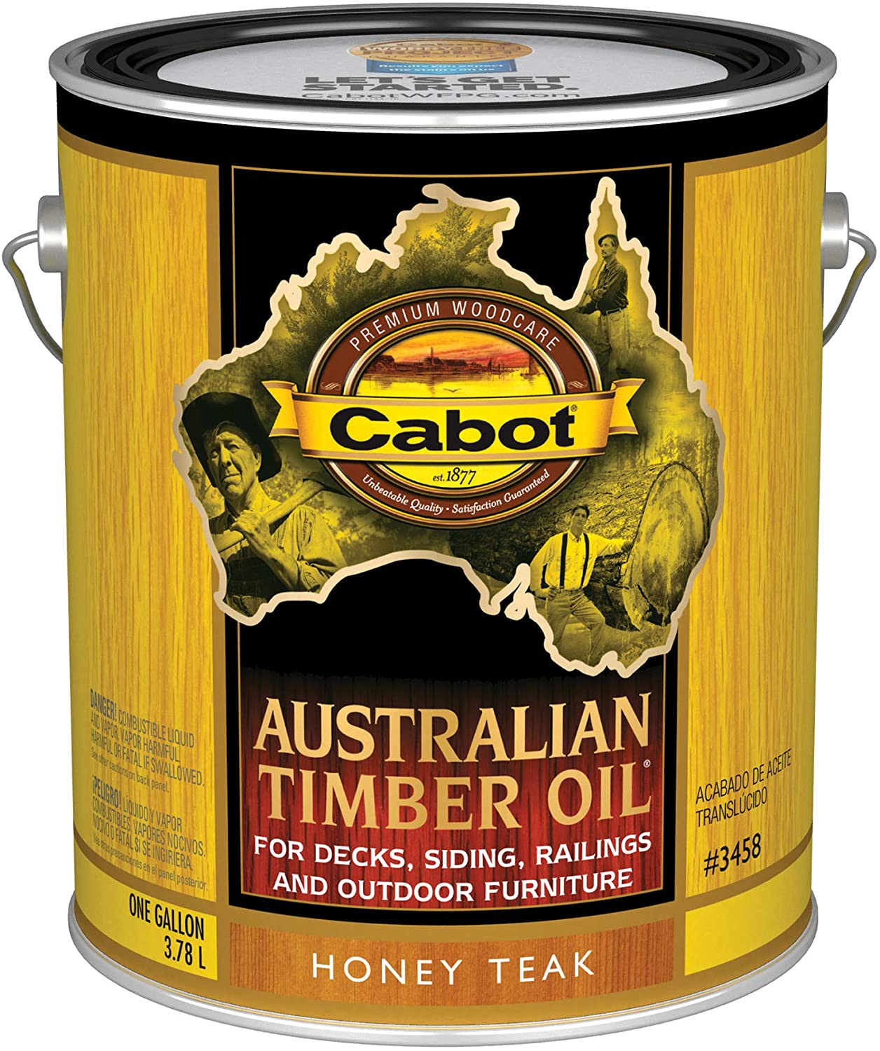 Cabot 140.0003458.007 Australian Timber Oil Stain, Gallon, Honey Teak