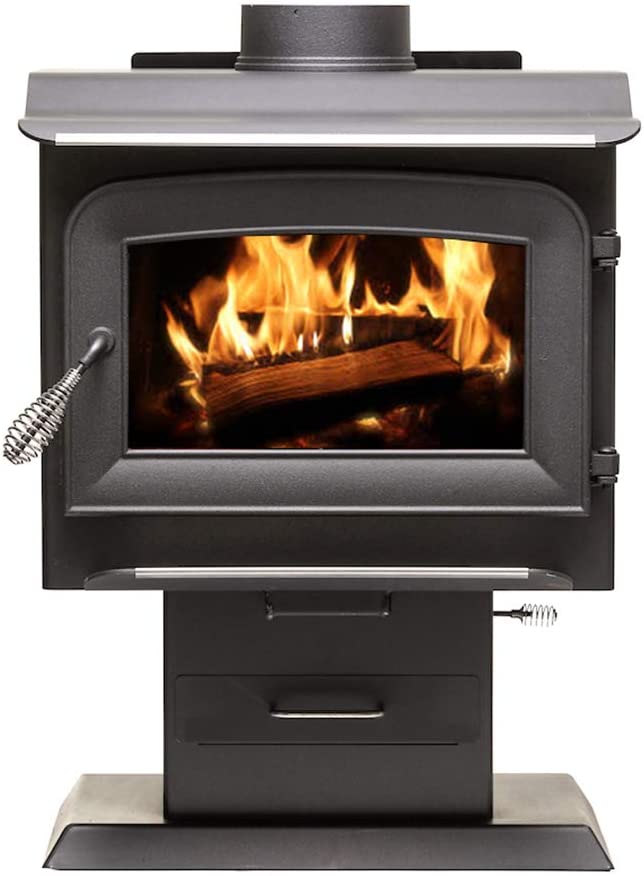 Ashley Hearth AW1120E-P 1,200 Sq. Ft. EPA Certified Pedestal Wood Burning Stove, Black