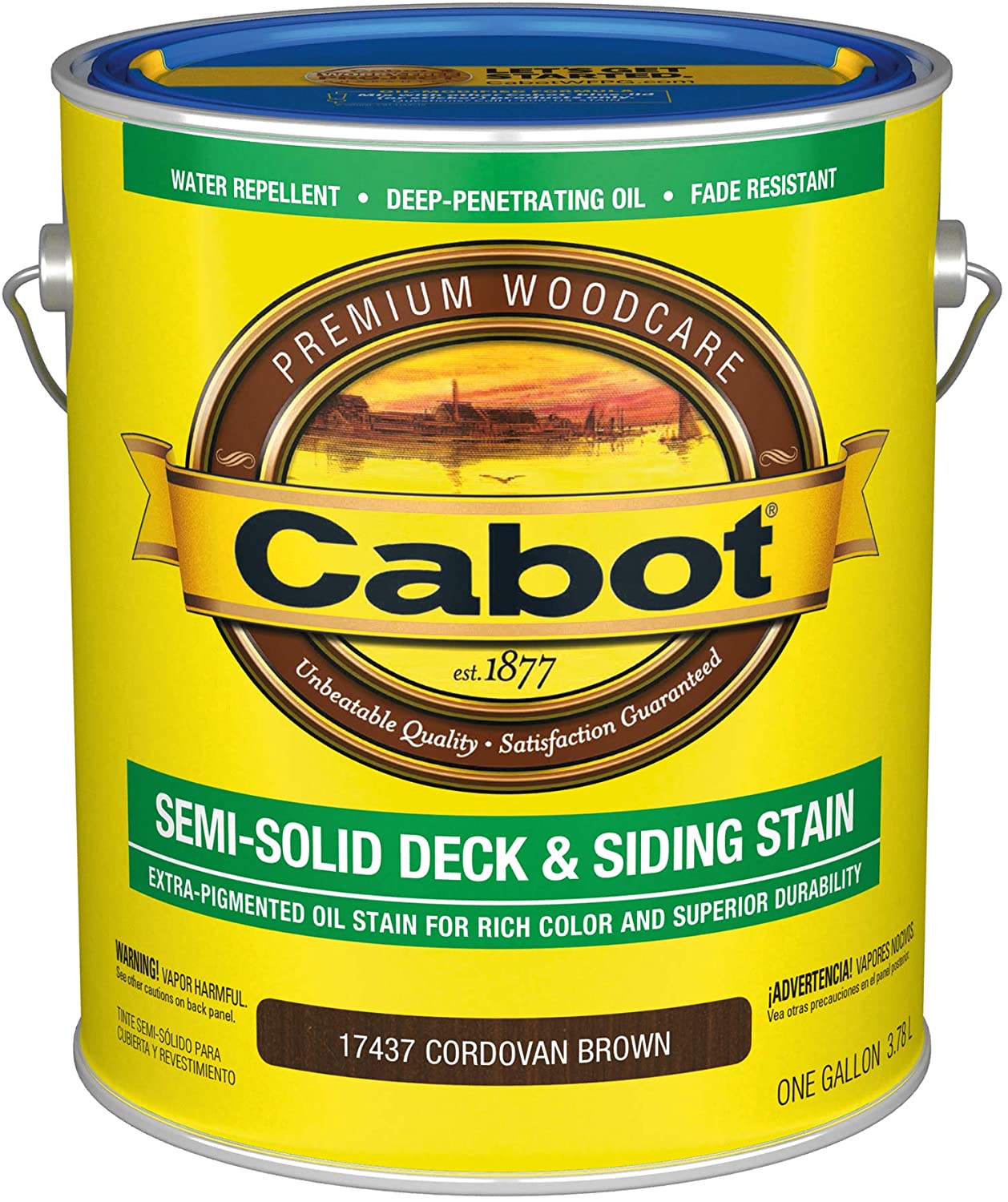 Cabot 140.0017437.007 Semi-Solid Deck & Siding Low VOC Stain, Gallon, Cordovan Brown