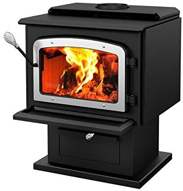 Drolet Wood Stove On Pedestal Model Escape 1800 - Nickel Door DB03111