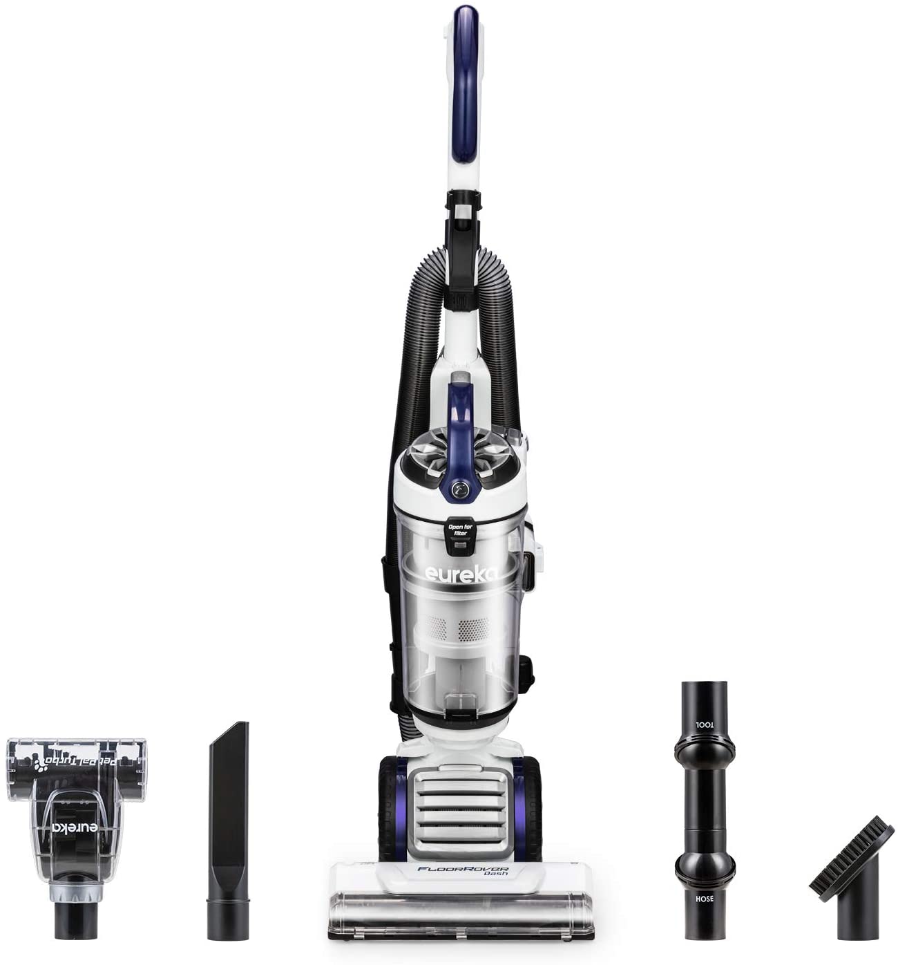 EUREKA NEU522 FloorRover Dash Upright Pet Vacuum Cleaner, Swivel Steering for Carpet and Hard Floor, Bagless, Deep Ocean