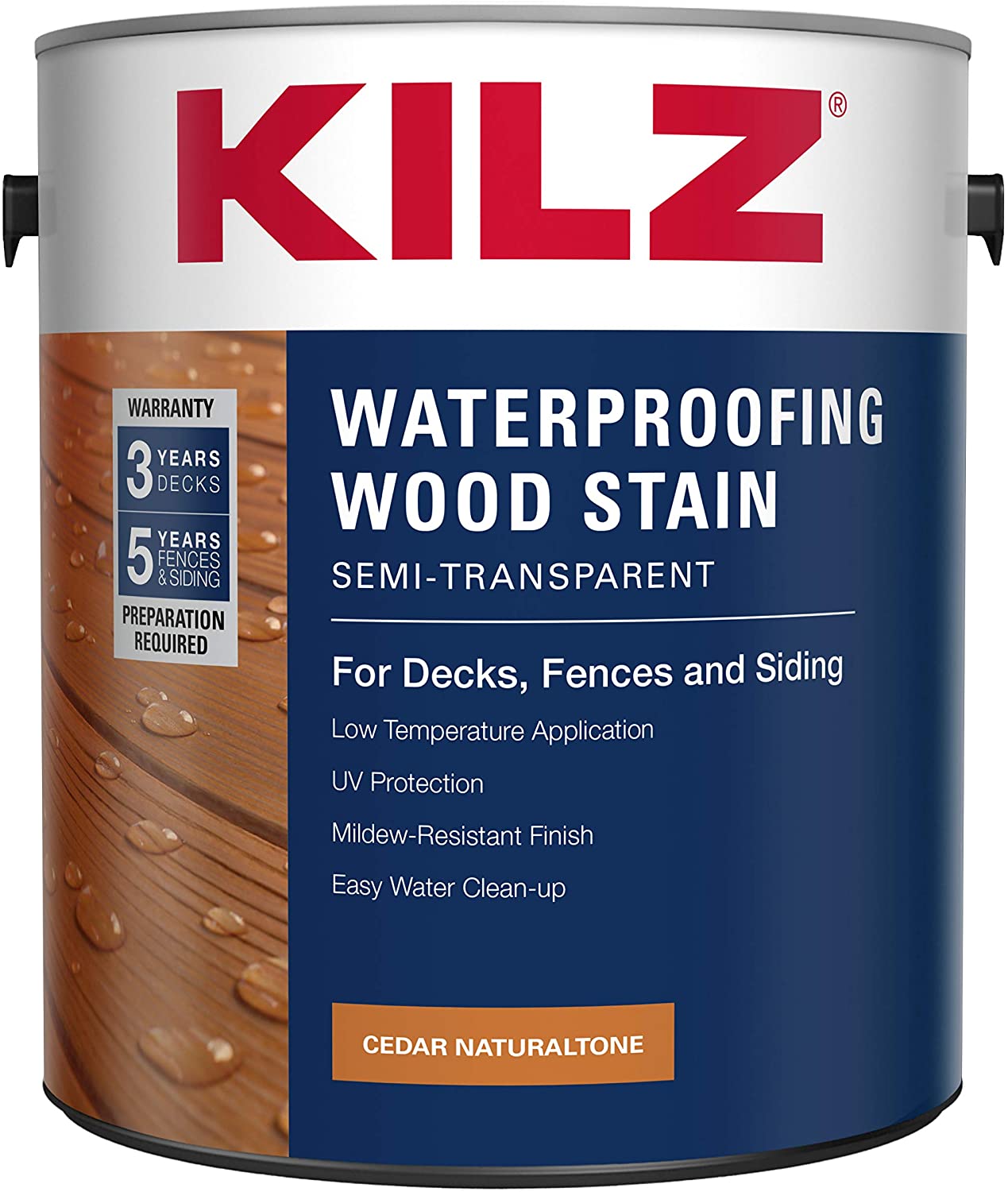 KILZ L832111 Exterior Waterproofing Wood Stain, Semi-Transparent, Cedar, 1-Gallon, 1 Gallon, 4 l