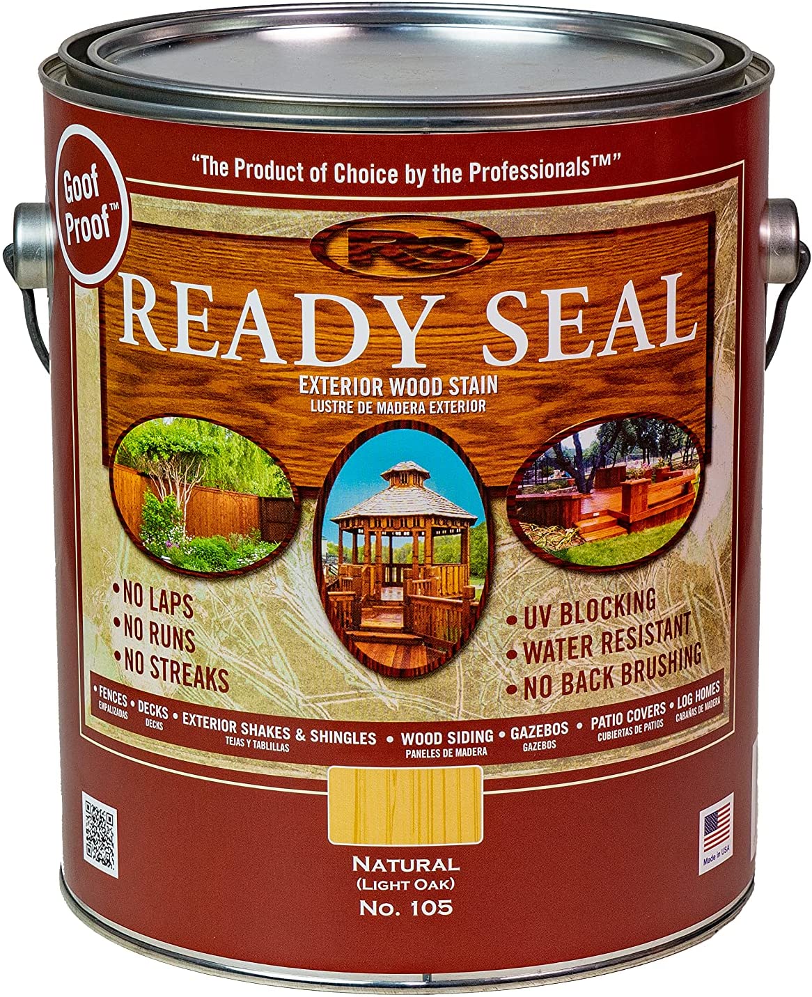 Ready Seal 105 Exterior Stain and Sealer for Wood, 1-Gallon, Light Oak