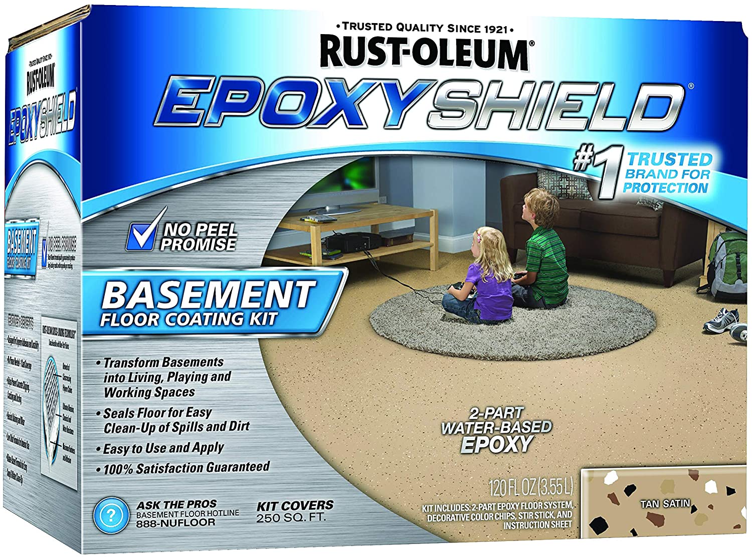Rust-Oleum 203008 EPOXYSHIELD Basement Floor Coating, 120 Fl Oz, Tan