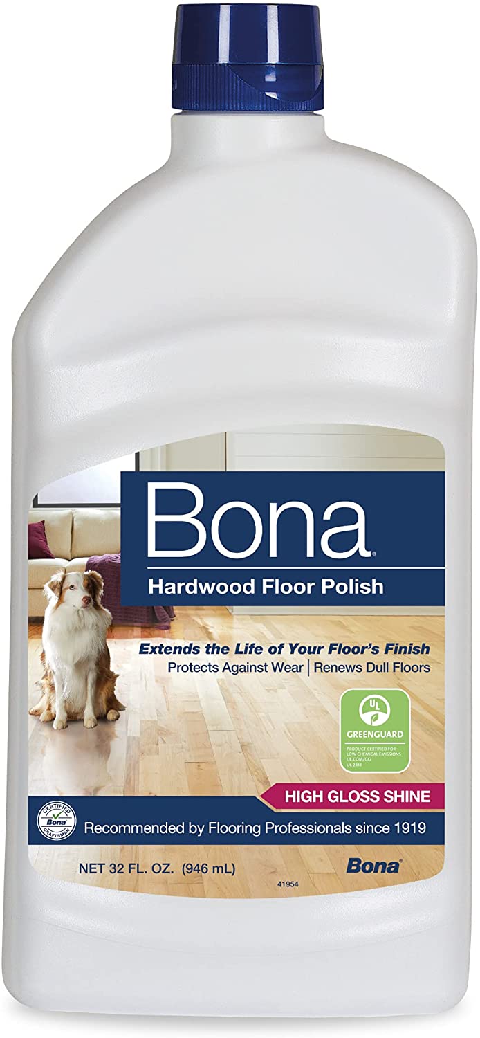 Bona Hardwood Floor Polish-High Gloss, 32 Fl Oz (Pack of 1), Clear