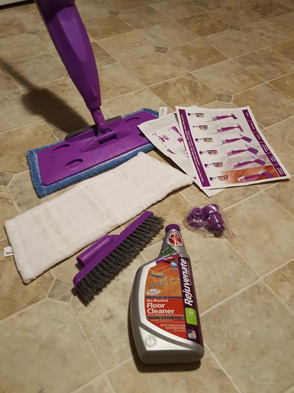 Roll over image to zoom in Rejuvenate Click N Clean Multi-Surface Spray Mop System Complete Bundle Includes Free Click-On Pro Grade Grout Brush 1 x 32oz 