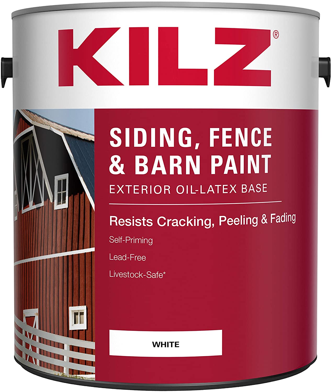 KILZ Exterior Siding, Fence, and Barn Paint, White, 1-gallon