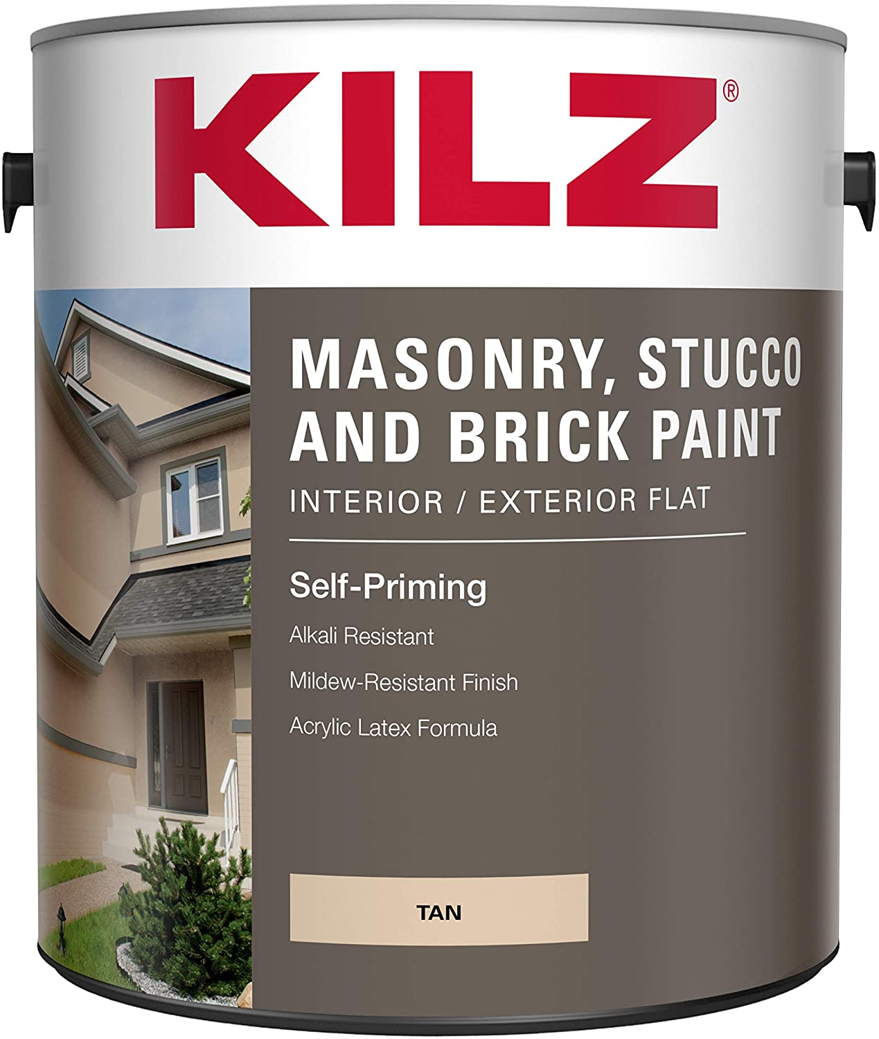 KILZ Interior Exterior Self-Priming Masonry, Stucco and Brick Flat Paint, 1 gallon, Tan