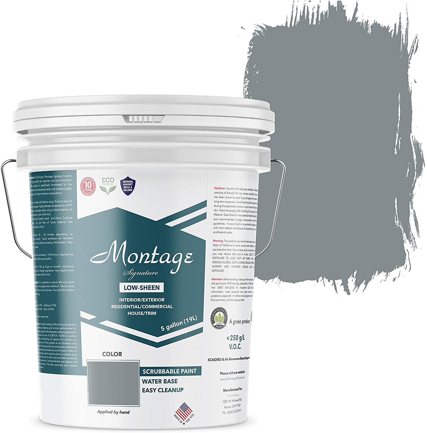 Montage Signature Interior Exterior Eco-Friendly Paint, Blue Bayou, Low Sheen, 5 Gallon