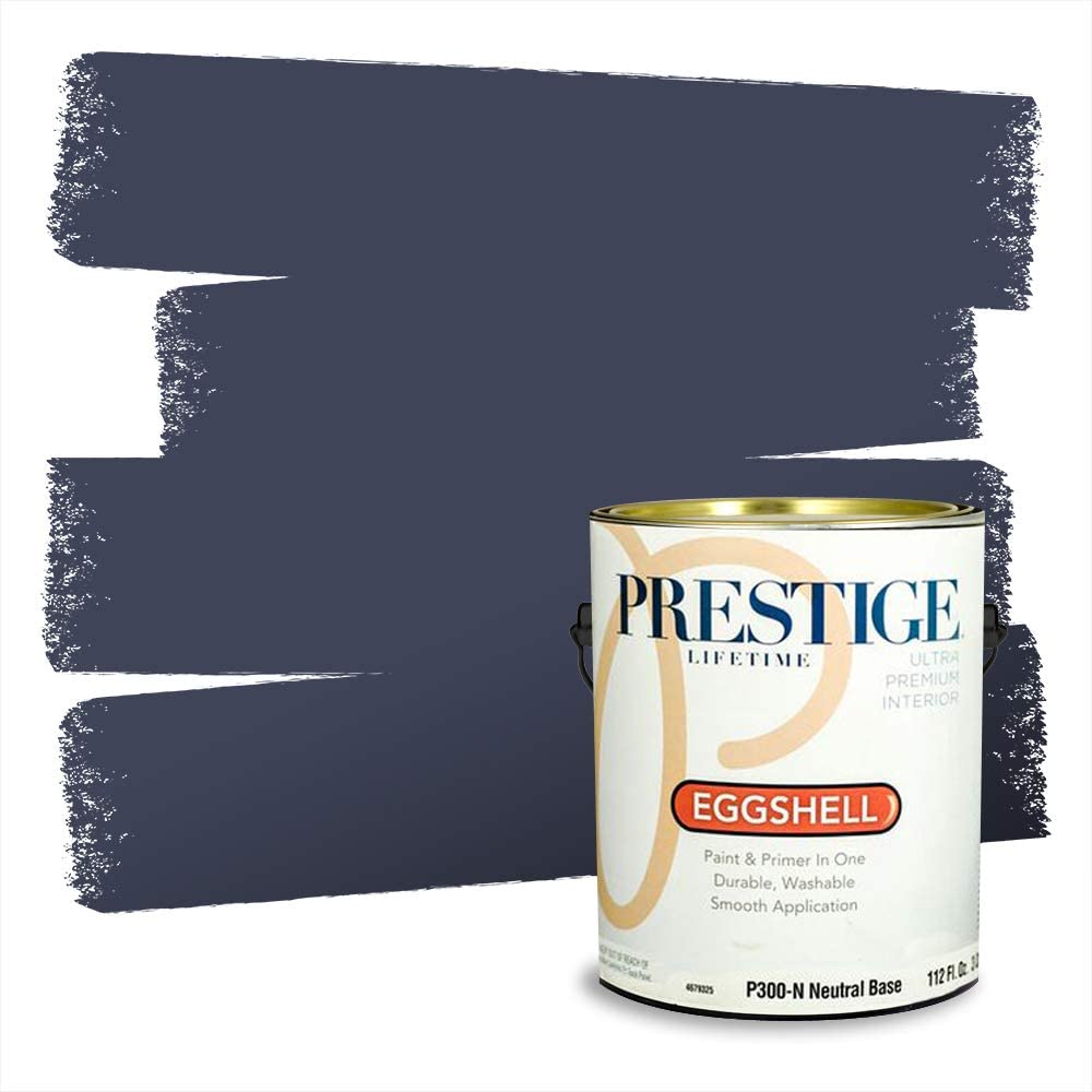 Prestige Paints Exterior Paint and Primer in One, Comparable Match of Behr Manhattan Blue, Flat, 1 Gallon