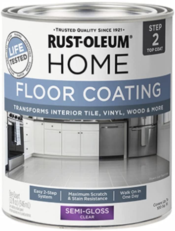 Rust-Oleum 358870 Floor Coating Top Coat Semi-Gloss Clear Quart