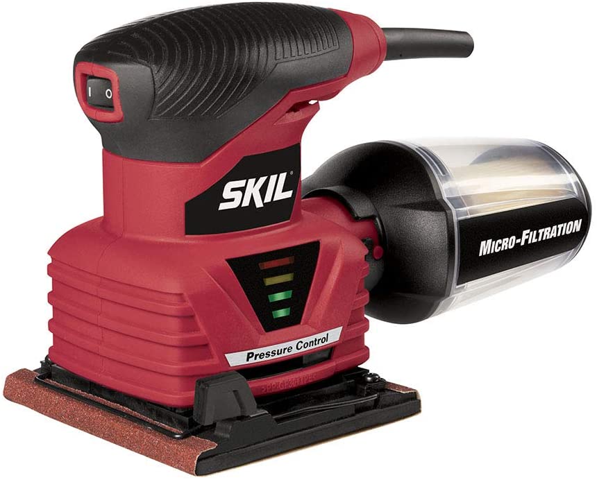 SKIL 7292-02 2.0 Amp 1 4 Sheet Palm Sander with Pressure Control , Red