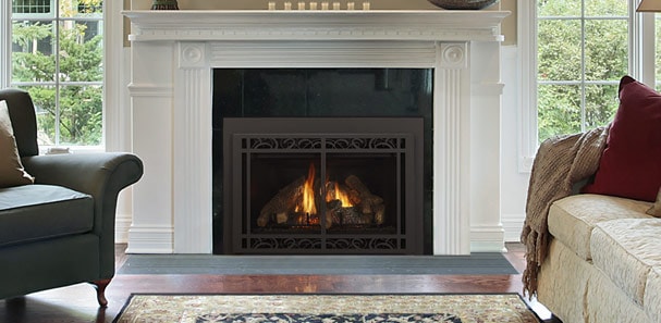 burning wood in gas fireplace