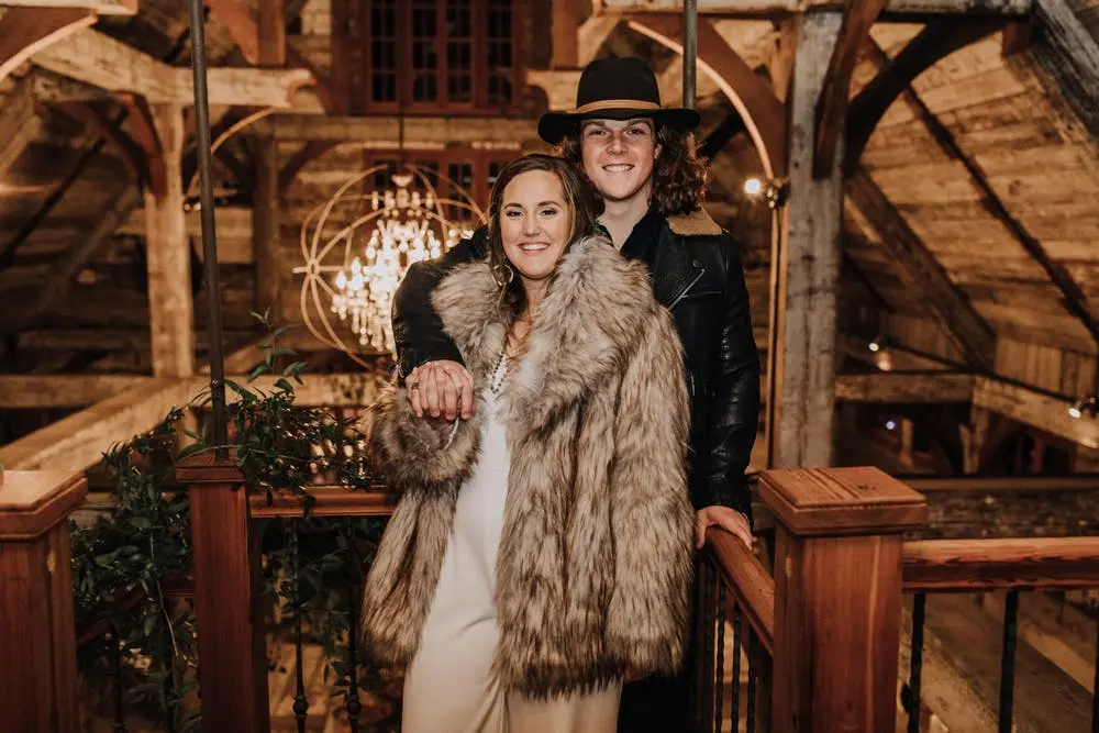 Couple in wood cabin thinking about their next woodworking business names